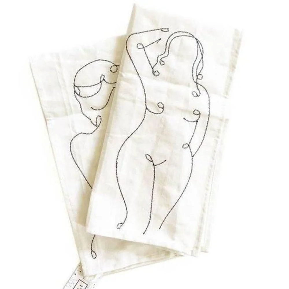 New Hali Hali Embroidered Nude Women Tea Towel